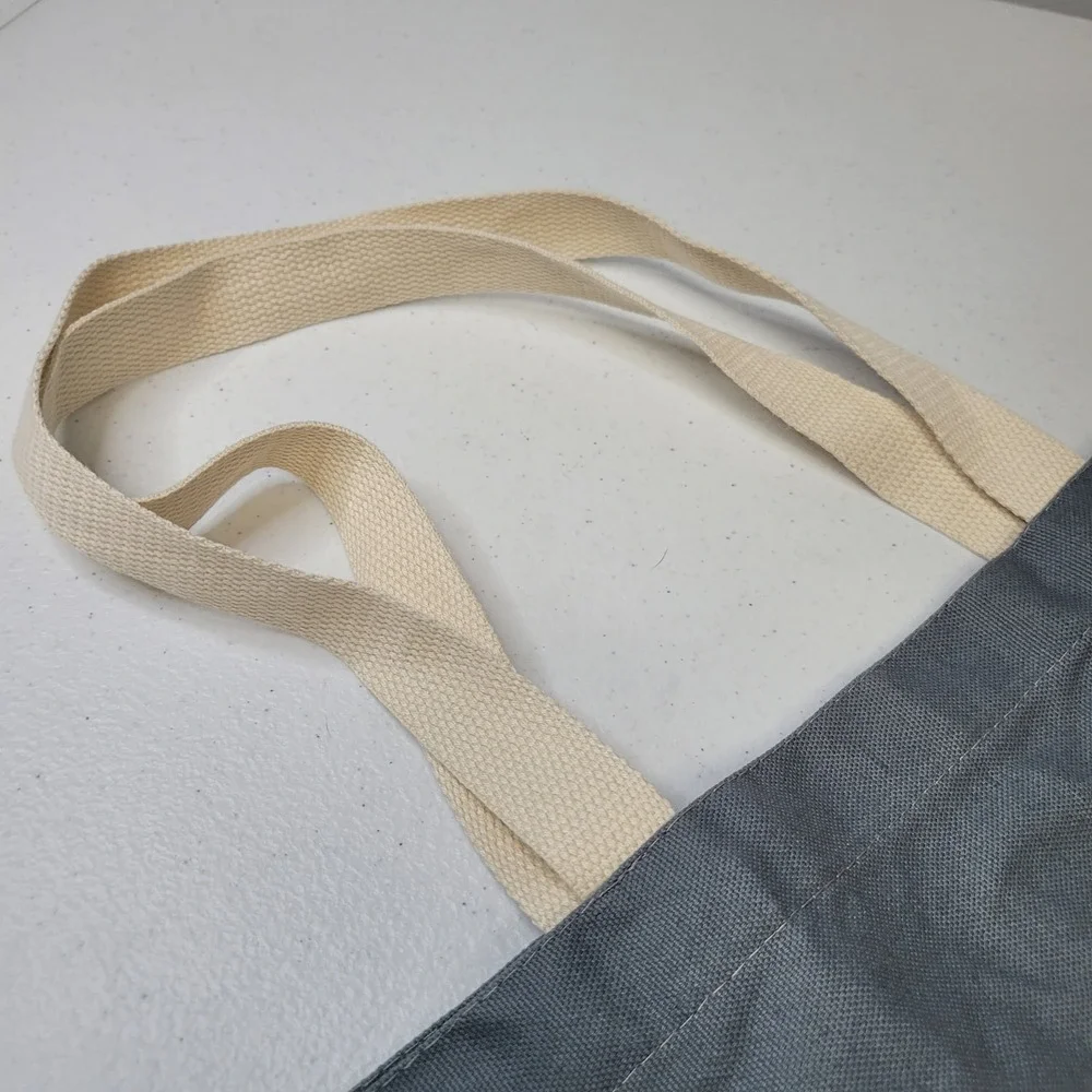 Summer Vibes Canvas Beach Tote Bag Gray Cream Black Reusable Grocery‎ Beach